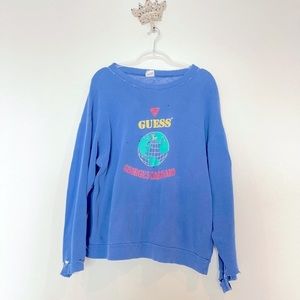 VTG 70s Guess by Georges Marciano designer top crew distressEd world sweatshirt